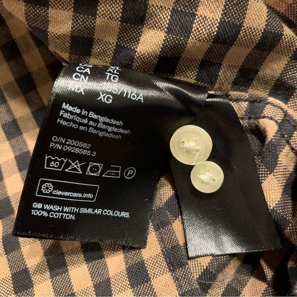 Men’s H&M Long Sleeve Black & Brown Checkered Shirt Size XL Like New​​​​​​​​​ - Picture 5 of 6